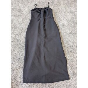 Abercrombie & Fitch Black Keyhole Tie Front Midi Dress Small NWOT Sleeveless